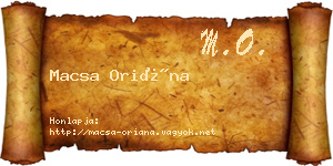 Macsa Oriána névjegykártya